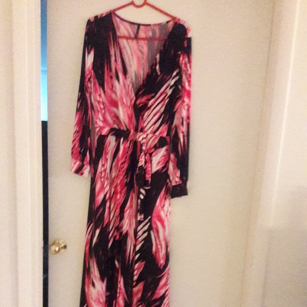 Long Sleeve Mock Wrap Dress